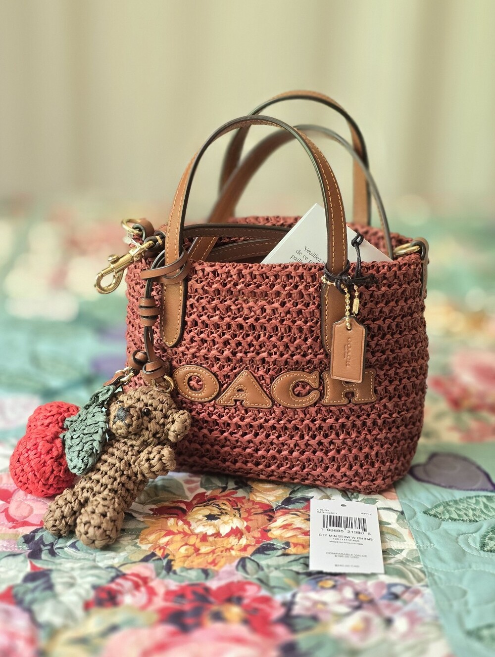 *NWT* COACH City Mini Tote Bag With Charms In Russet - Picture 3 of 16